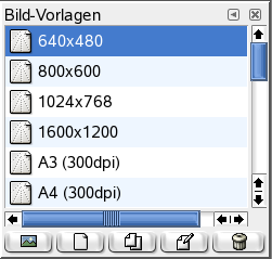 Ansicht des Dialoges Bild-Vorlagen